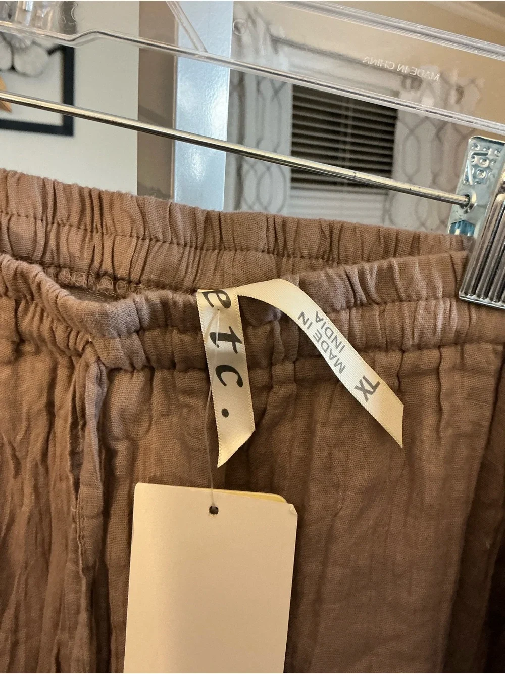 TC Women's Capris in Light Taupe with Button & Tie Detail - Picture 5 of 6